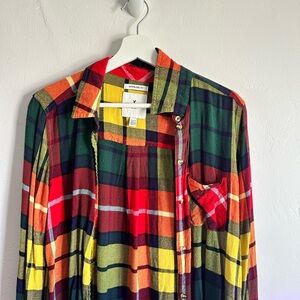 Colorful Plaid Button-Up Shirt